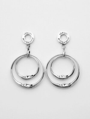 Moon Hoop Earrings --Double Hoop, Medium Dangle