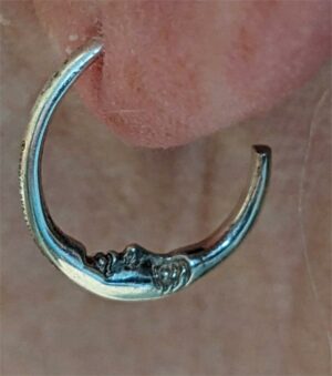 Sergio Bustamante Mini Moon Hoop Earrings Silver